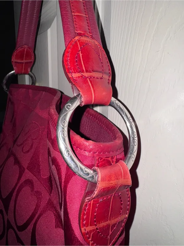 Brighton Red Heart Print Fabric Shoulder Bag - Image 4