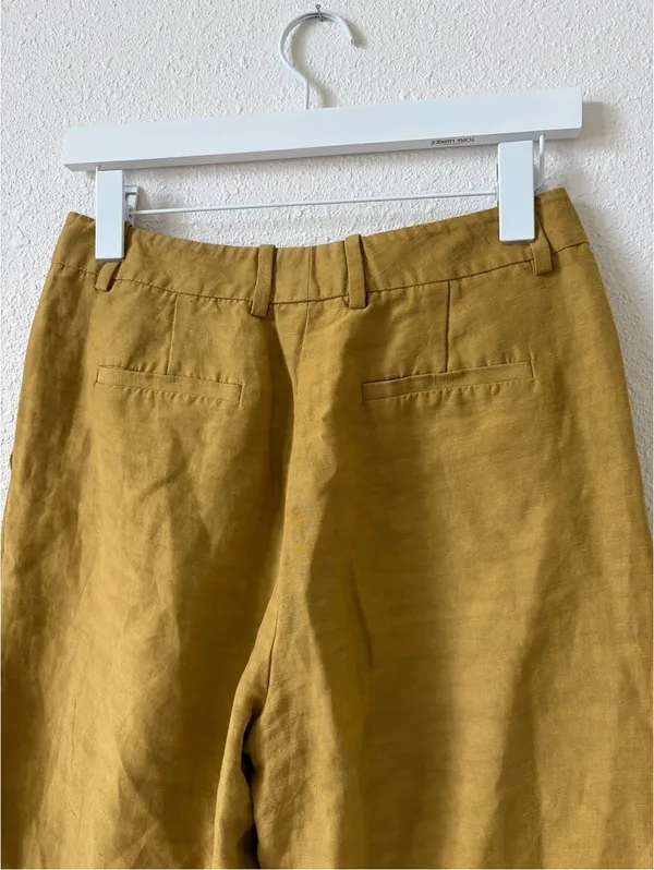 Lafayette 148 Linen Viscose Gates Pant Size 2 Khaki Green Luxury Career - Image 4