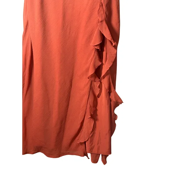ASOS DESIGN Maxi Dress 6 Rust Orange Lace Ruffle Cutout Back Romantic Boho - Image 3