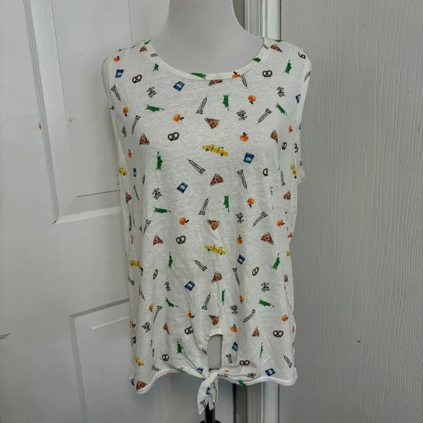 J Crew Tie Front Tank NYC Print B5* - Image 3