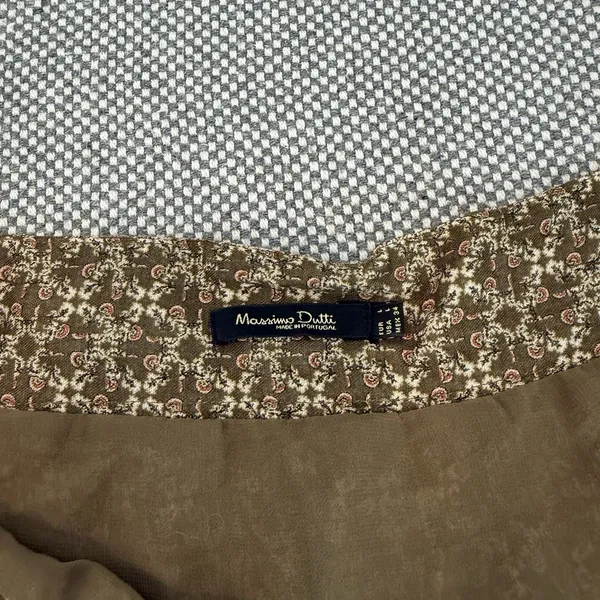 Massimo Dutti Women's Maxi Skirt, Size L Brown Flowy Long Side Zip Skirt - Image 5