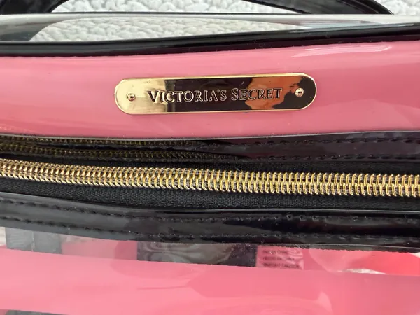 Victoria's Secret clear pink strip Cosmetic Bag - Image 3