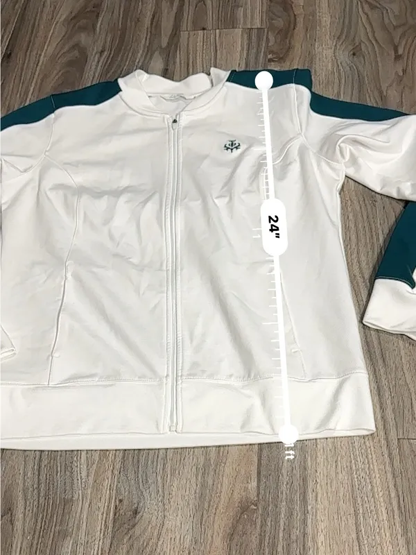 Lady Hanger Tennis Jacket White Green Lightweight Athletic Zip Up. - Image 11