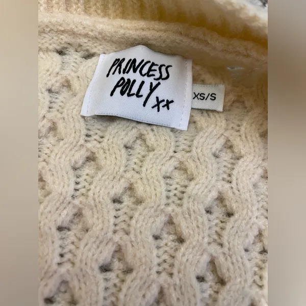 Princess Polly XS/Small Cream Button Up Cardigan Sweater - Image 2
