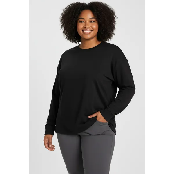 Athletic Works Womens Sweatshirt Size XL Black Fleece Crewneck Relaxed Cozy Fit - Image 4