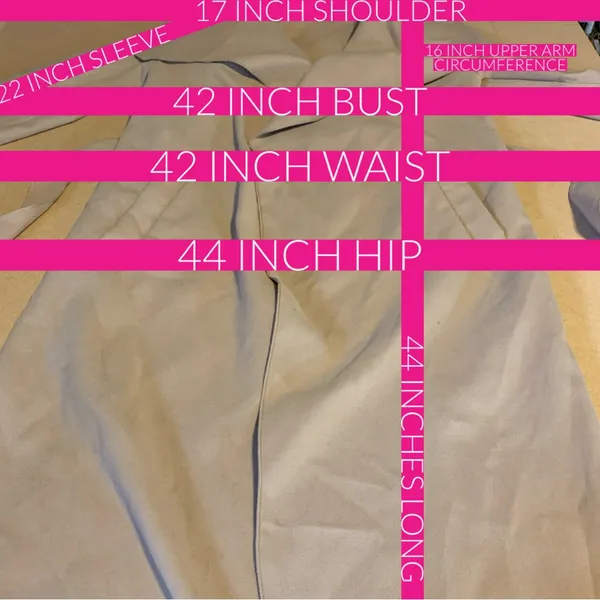 Parisian Camel Color Faux Wool Waterfall Shawl Open-Front Trench Jacket (M) - Image 10