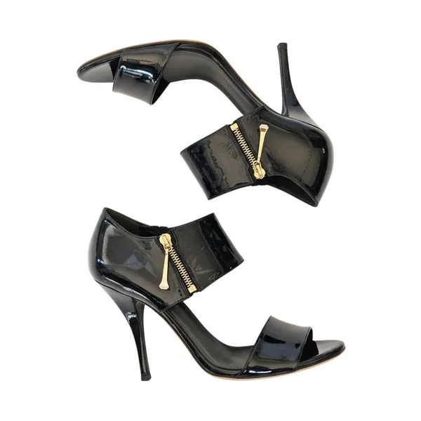 Gucci Black Patent Leather Ankle Cuff Sandal Heels Size 38.5 - Image 11