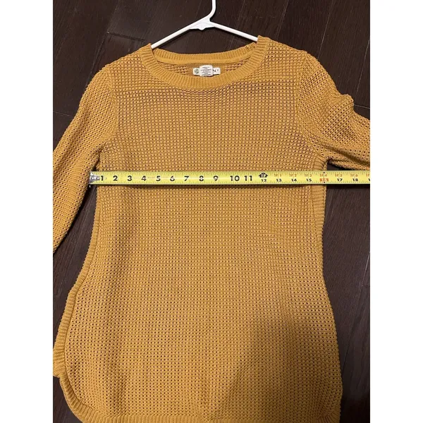 AKINI Dark Yellow Crewneck Cotton Blend Sweater With Side Zip Size M - Image 8