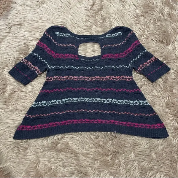 Free people open back short sleeve sweater XS - Image 4