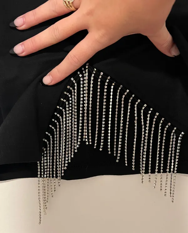 Black Skirt Rhinestone Fringe - Image 4