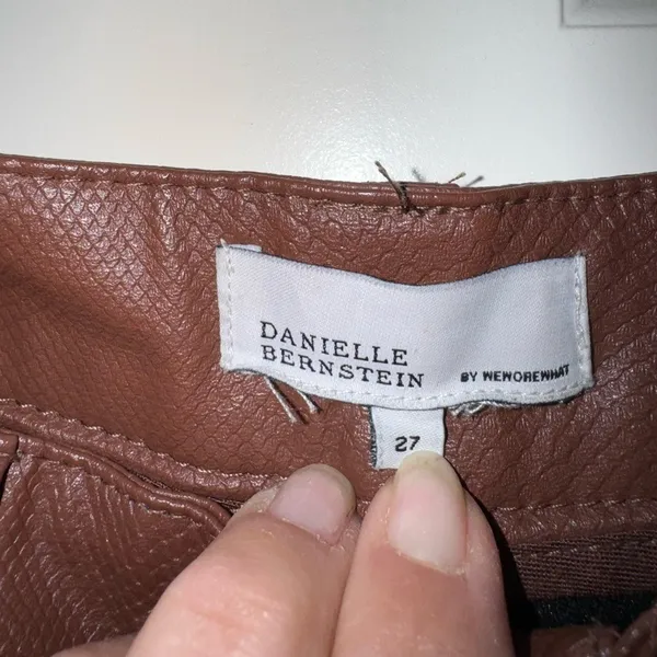 Danielle Bernstein WeWoreWhat Croc Ankle Flare Brown‎ FauxLeather Pant Size27/4 - Image 7