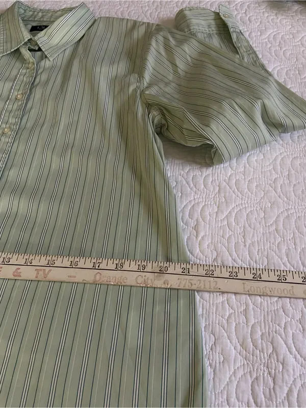 Ralph Lauren Light Green Striped Button Down Shirt Size Large - Image 11