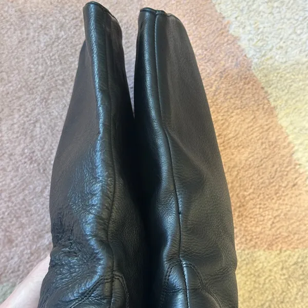 VTG‎ Bootalinos Black Leather Western Boots Mid-Calf Cowboy Riding Style Retro - Image 6