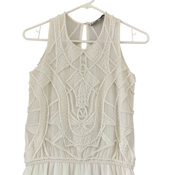 Karina Grimaldi‎ White Beaded Maxi Dress XS Neiman Marcus Art Deco Bridal Gown - Image 7