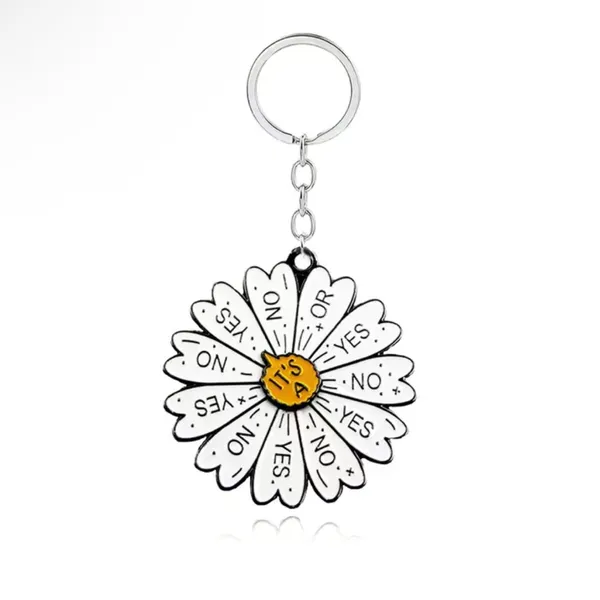 NEW Yes or No Daisy Rotatable Decision-Maker Keychain Charm NWT - Image 2