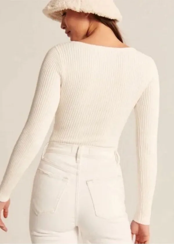 Abercrombie Long-Sleeve Sweetheart Sweater Bodysuit - Image 4