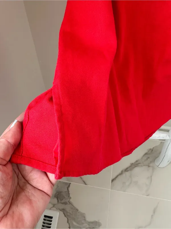 Cotton Candy LA Red Linen Keyhole Dress Size Medium - Image 9