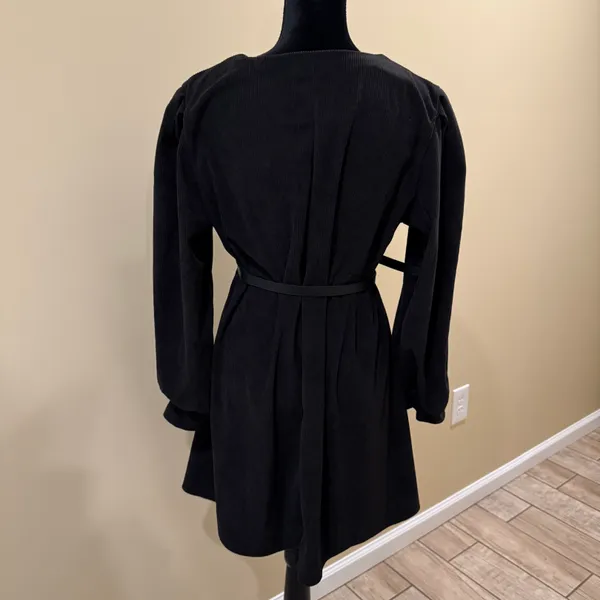 Midi dress fit and flare dress long sleeve A-line mini dress corduroy crew neck - Image 5