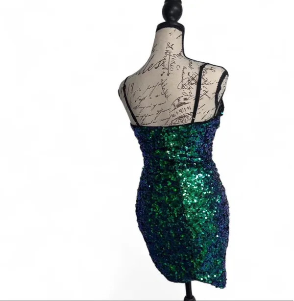 xs women’s by&by green party sequin dress - Image 5