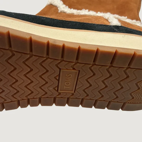 TOMS Mesa Tan Suede Faux Shearling Lined Mid-Calf Platform Boots Women 6 - Image 5