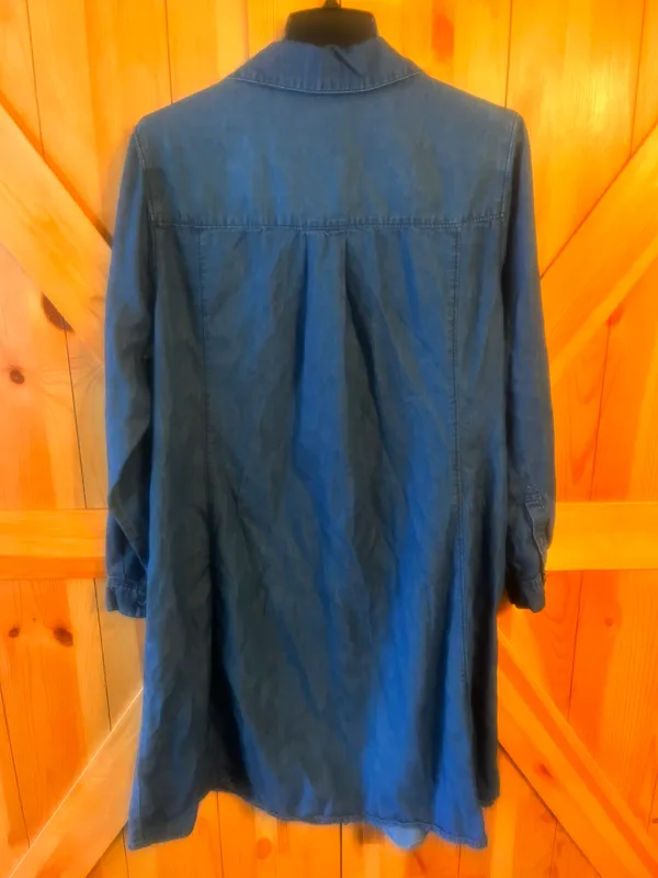 Lane Bryant Blue Button Up Dress size 14 37”long Long Sleeve Pockets - Image 4