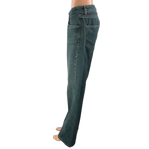 Zara Women's Gray Blue Mid Rise Relaxed Fit Straight Leg Denim Jeans Pants Sz 4 - Image 2