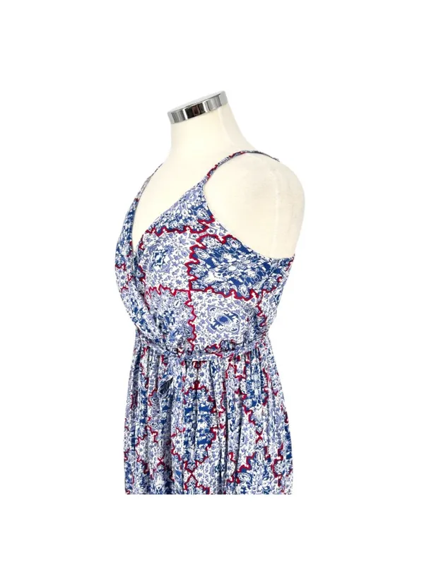 Sim & Sam Printed Summer Maxi Dress Blue Size Small NWT Boho Resortwear - Image 5