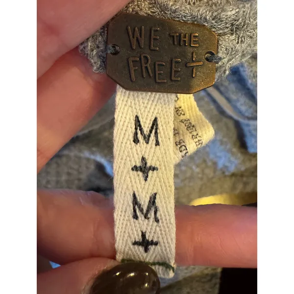 We The Free Shirt Women Medium‎ Gray Oversized Waffle Knit Laguna Thermal Tee - Image 9