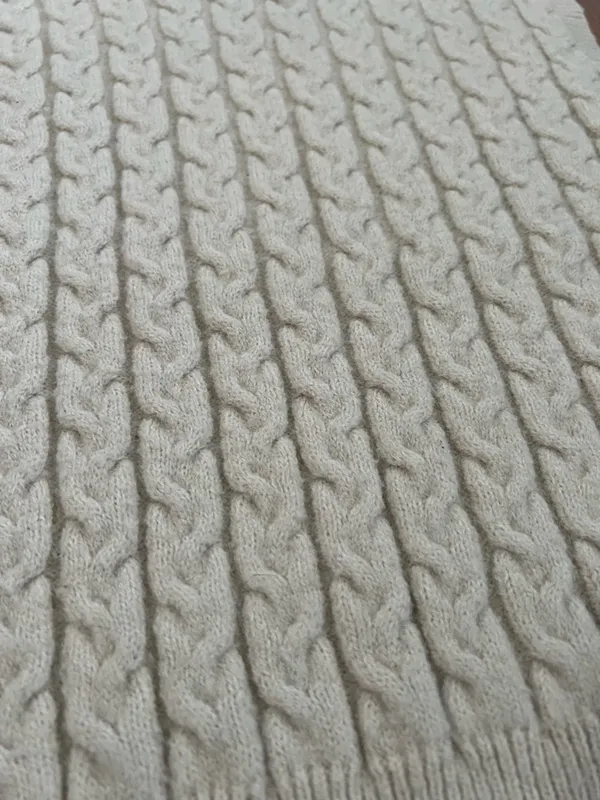 Entro Mock Neck Cable Knit Sweater Vest Cream Ivory Academia Preppy Large - Image 5