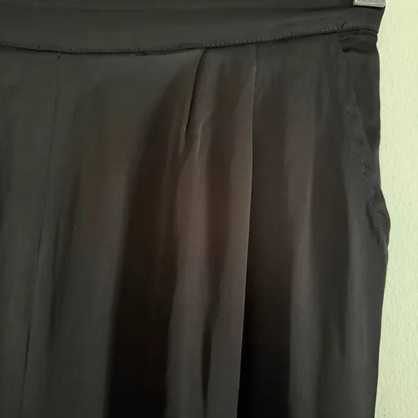 GLE | Black Satin High Waist Wide Leg Trousers Handmade in Bali | Extra Small - Image 4