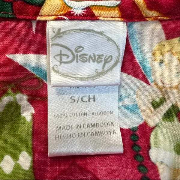 Disney Tinkerbell Holiday Scrub Top S Red Burgundy There With Bells On Christmas - Image 4
