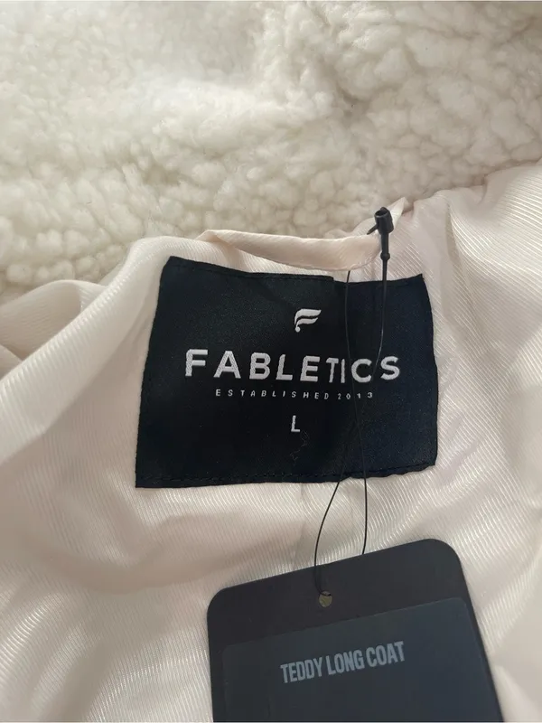 Fabletics Cream Teddy Longline Coat - Image 8