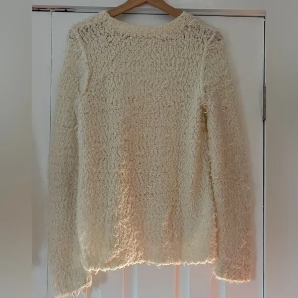 Free People‎ Cozy Cream Textured Sweater Size Large EUC - Image 4