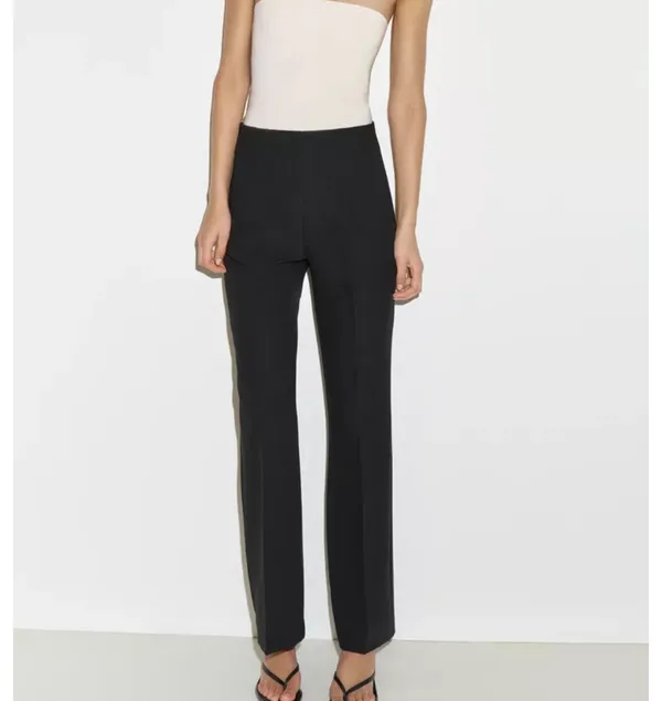 Zara Black Flared Side Slit Trousers - Image 2