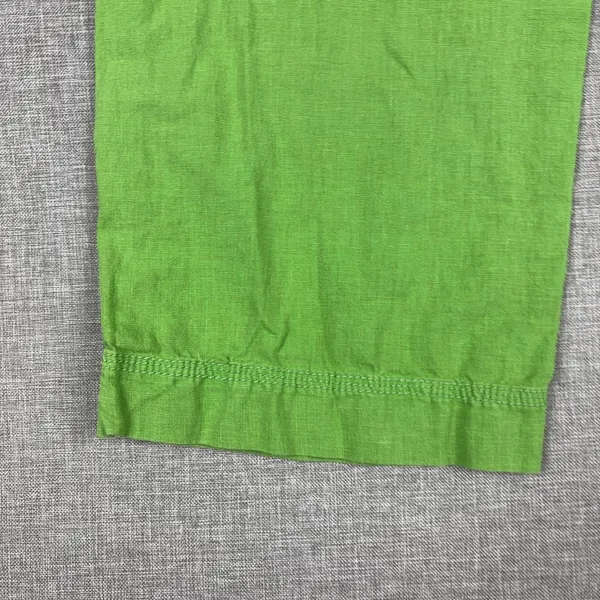 WORN Linen Blend Capri Pants Womens 4 Green Twill Cuffed Pockets Lightweight - Image 13