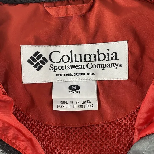 Columbia Jacket Womens Medium Red Gray Windbreaker Packable Full‎ Zip Ladies - Image 2