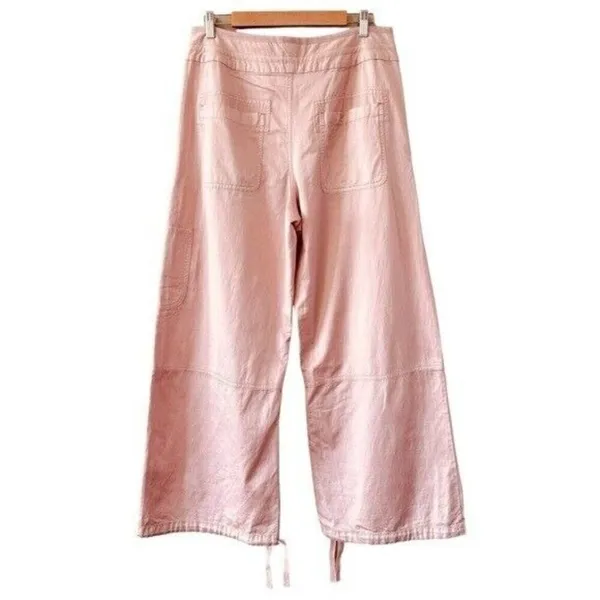 ANTHROPOLOGIE Pilcro Satin Cargo Parachute Pants Pink Combo Size 31 NEW - Image 9