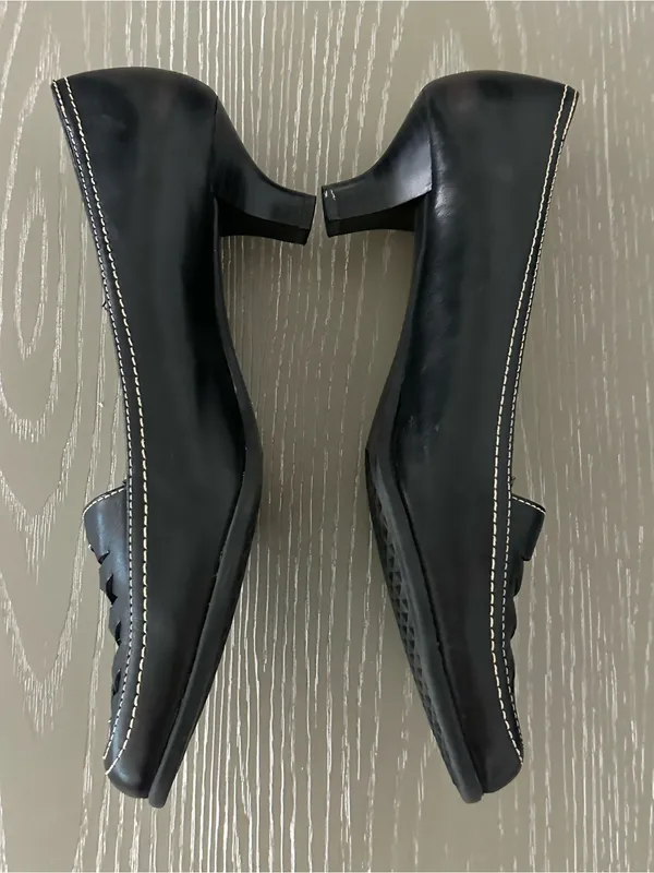 AEROSOLES Black Woven Leather Pump Loafers - Size 8.5 - Image 3