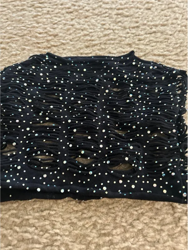 C523 strechable panty top set sparkle Black - Image 3