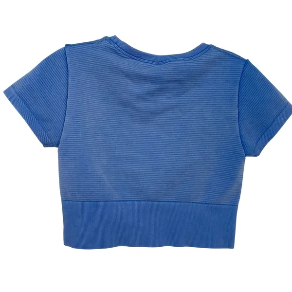 OFFLINE by Aerie Crop Top Womens‎ Small Blue Ribbed Seamless Activewear Yoga Gym - Image 4