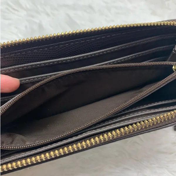 COACH Julia Khaki Brown Op Art Slim Zip Wallet - Image 8
