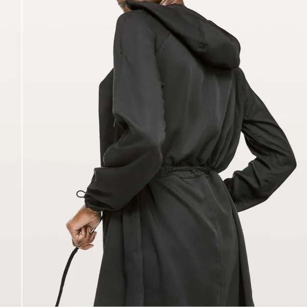 Lululemon City Stroll Lightweight Long Jacket Trench Coat in Black W2299 Sz 6 - Image 4