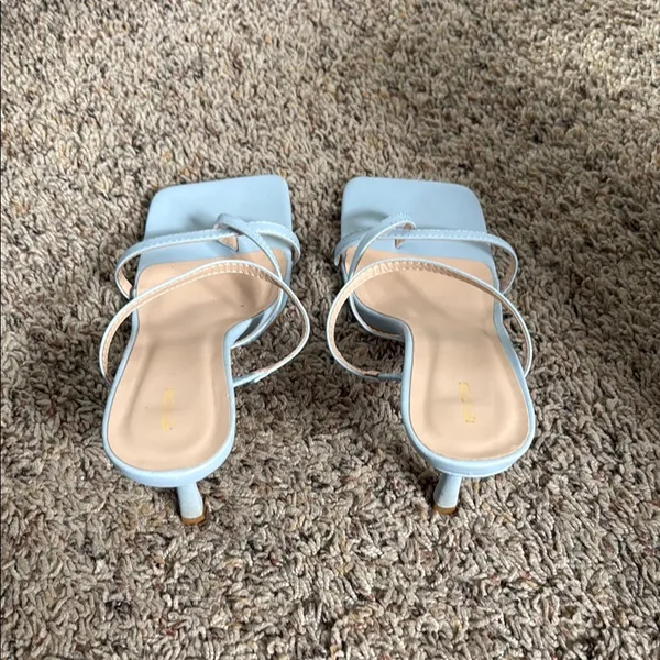 Pretty Little Thing Pastel Blue Square Toe Heels - Image 6