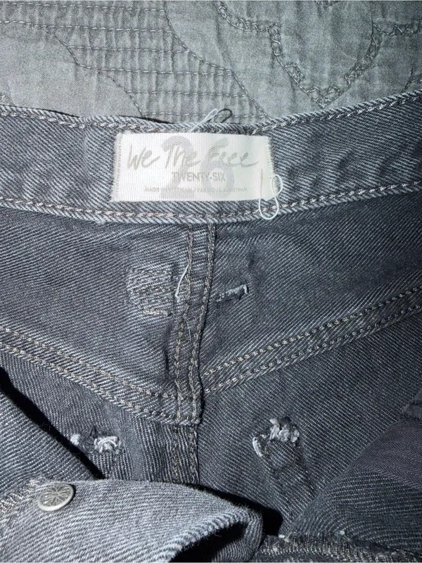 We The Free Washed Black-Distressed Denim Shorts Size-26 - Image 3