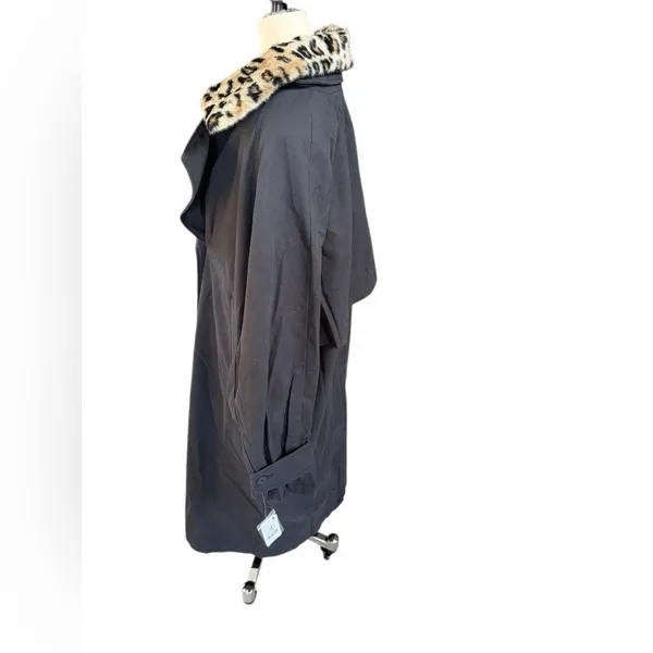 Free‎ People Need it Trench Coat with Leopard Print Collar size medium, new - Image 5