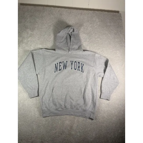 John Galt Silver New York Oversized Hoodie Women OS Cotton Pullover - Image 2