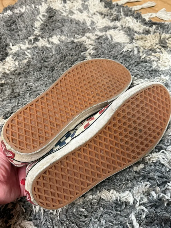 Red & Blue checkered vans slip on - Image 4