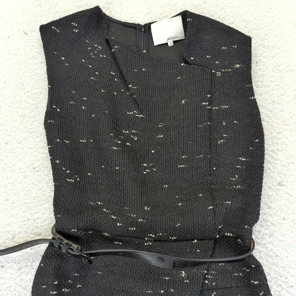 3.1 Phillip Lim Black Tweed Textured‎ Sheath Dress with Belt Size 4 Winter - Image 3