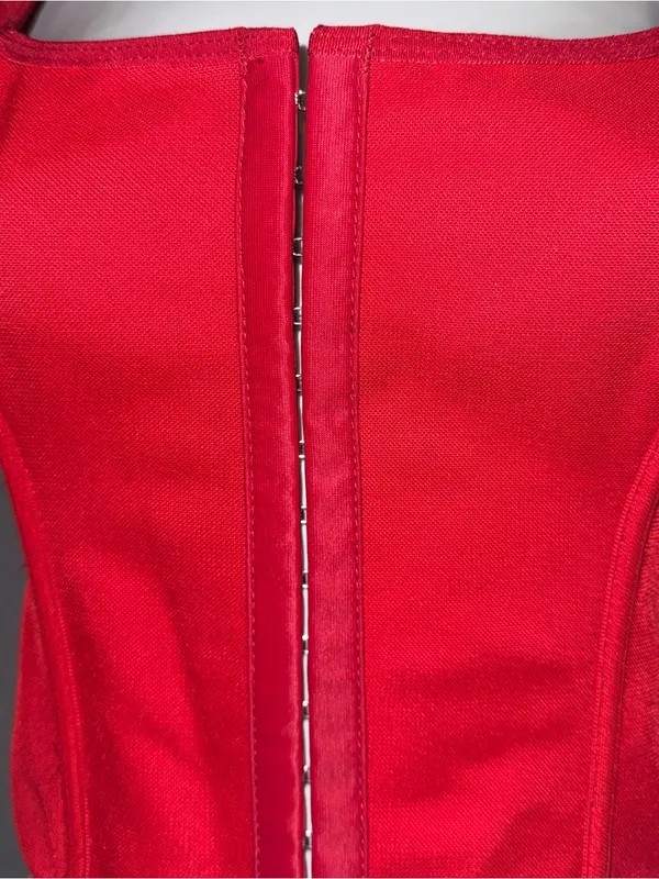 Sexy Red Corset Style Crop Top Lace Up Bow women’s size Small - Image 4