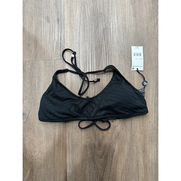 Polo Ralph Lauren Black Halter Crochet Lace Bikini Top Size‎ S NEW - Image 2